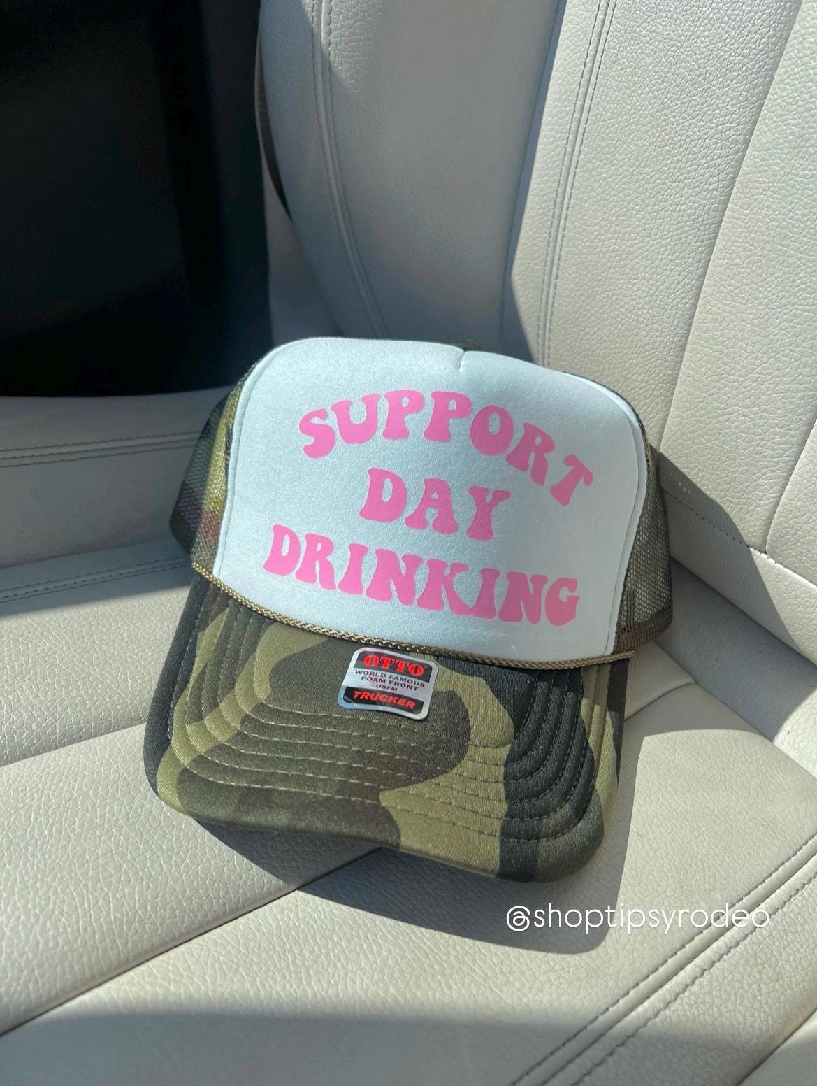 Support Day Drinking Camo Trucker Hat