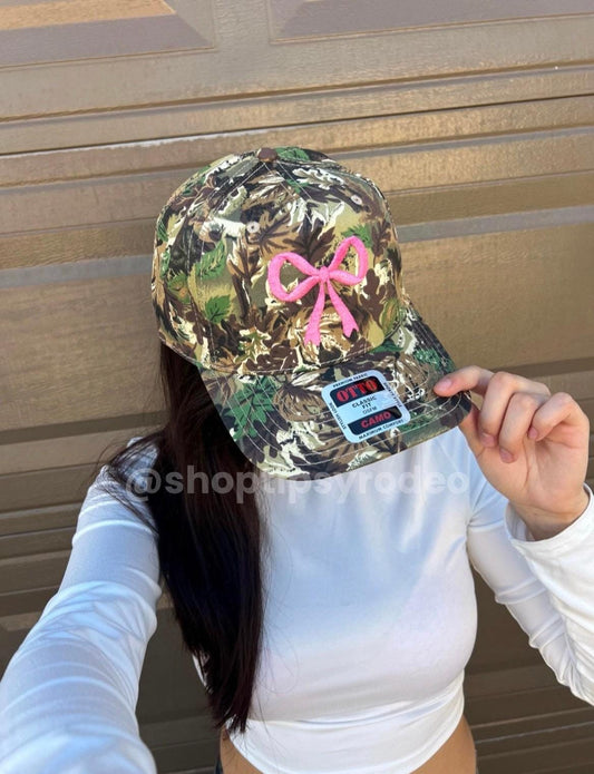 Camo Bow Embroidered Trucker Hat