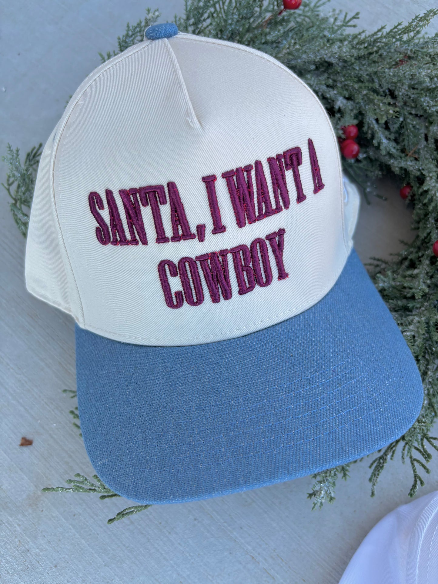 Santa, I want a Cowboy Christmas Holiday Trucker Hat 