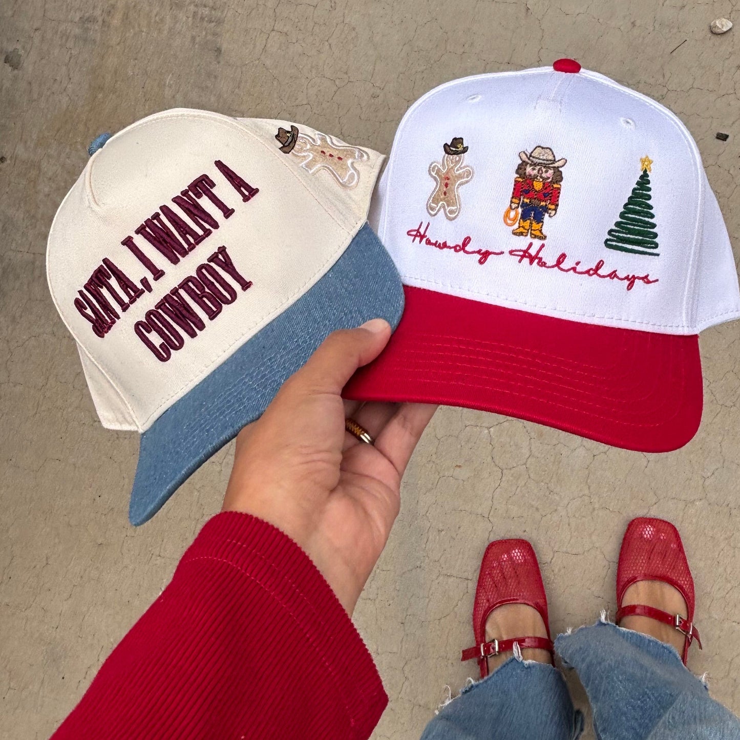 Santa, I want a Cowboy Christmas Holiday Trucker Hat 