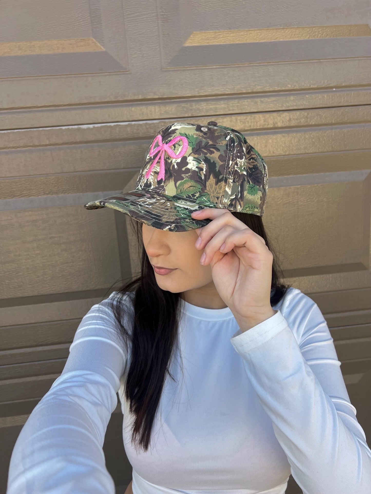 Camo Bow Embroidered Trucker Hat